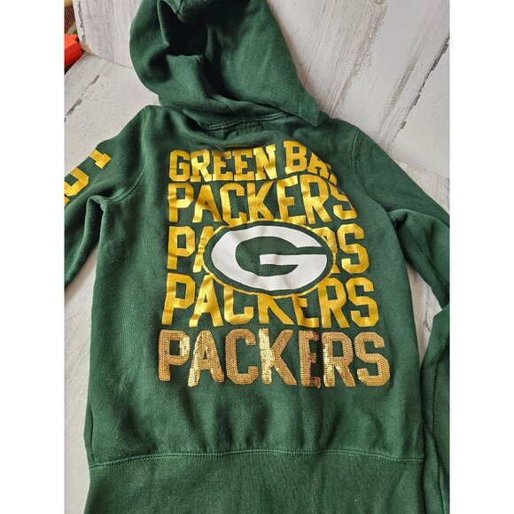 Vintage Victoria's secrets pink Packers girl zip hoodie sweatshirt XSX mall sequ - Picture 6 of 9